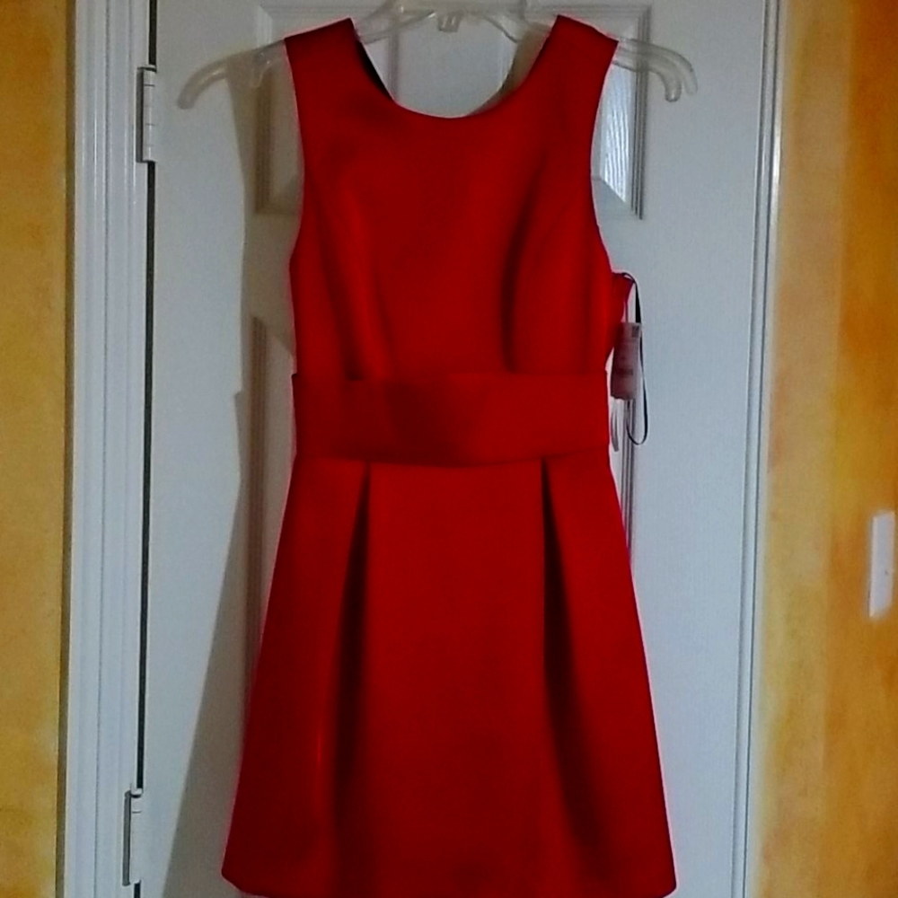 ZARA NEW WOMAN SIZE SMALL RED SATIN MIDI DRESS